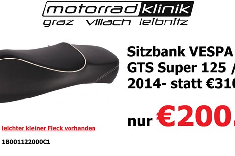 Marke: Vespa Artikelname: Sitzbank Piaggio VESPA GTS Super 125 300 2014- statt €310.- nur €200.-  (leichter kleiner Fleck) 