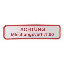 Aufkleber mit Motiv "Achtung Mischungsverh.1:50" für Vespa 50-125/PV/ET3/ 125 VNB-TS/150 VBA-Super/Rally/PX/PE