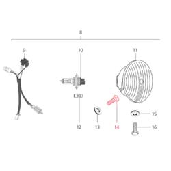 Schraube Scheinwerfer M5x12 mm, Kreuzschlitz, Linsenkopf 8,2mm, LML für LML Star 125-200 4T/Star Deluxe 125-150 4S/Speedy