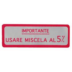 Aufkleber mit Motiv Usare Miscela al 5% für Vespa 125 V30-33/VM/VU/VNA/150 VL/VB1/160 GS/180 SS