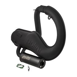 Rennauspuff POLINI Banane 200.2025/S, Stahl schwarz, Dämpfer: Aluminium Farbe (ESD): silber für Vespa 90/R/SS/100/125/PV/ET3