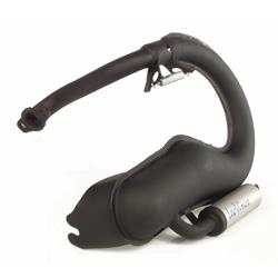 Rennauspuff LEOVINCE Banane 4206, Stahl schwarz, Dämpfer: Aluminium Farbe (ESD): silber für Vespa 90/R/SS/100/125/PV/ET3