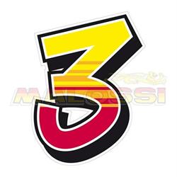 Aufkleber MALOSSI mit Motiv Startnummer "3", by ENKO4