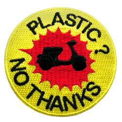 Aufnäher mit Motiv "PLASTIC? NO THANKS"