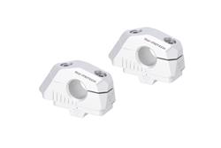 Lenkerverlegung variabel für Ø22 Lenker. H=25 mm. Verlegung 5/10/15/20/25/30 mm. Silbern.