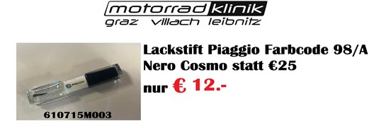 Piaggio Lackstift Piaggio Farbcode 98/A  Nero Cosmo statt €25 nur € 12.-
