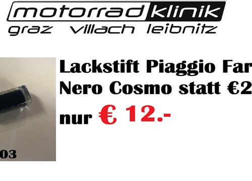 Lackstift Piaggio Farbcode 98/A  Nero Cosmo statt €25 nur € 12.-