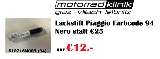 Vespa Lackstift Piaggio Farbcode 94 Nero statt €25 nur € 12.-