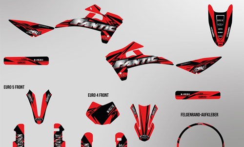 Fantic XMF 125 bis 2022 Dekor Kit rot Pat Bikes Edition auf normaler Folie
