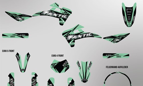 Fantic XMF 125 bis 2022 Dekor Kit mint grün Pat Bikes Edition auf normaler Folie