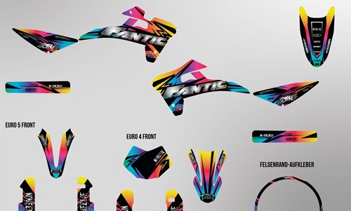 Fantic XMF 125 bis 2022 Dekor Kit Rainbow Pat Bikes Edition auf normaler Folie