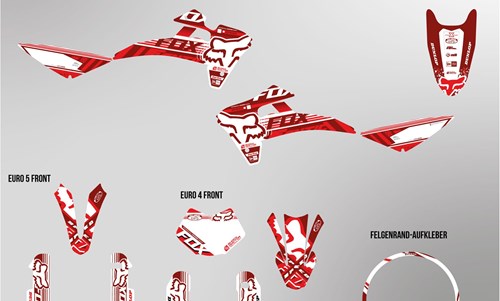 Fantic XMF 125 bis 2022 Dekor Kit rot und weiss Foxy Edition auf normaler Folie