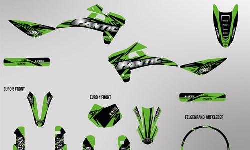 Fantic XMF 125 bis 2022 Dekor Kit grün Pat Bikes Edition auf Chrom - Folie
