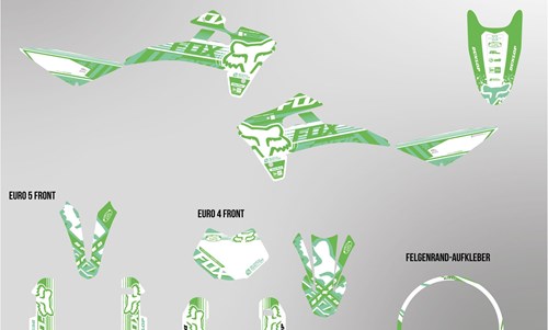 Fantic XMF 125 bis 2022 Dekor Kit weiss und mintgrün Foxy Edition auf normaler Folie