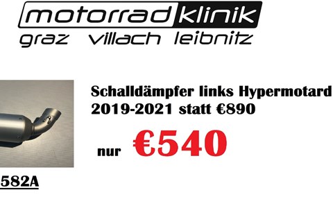 Marke: Ducati Artikelname: Schalldämpfer links Hypermotard 950/RVE 2019-2021 statt € 890 nur € 540.-