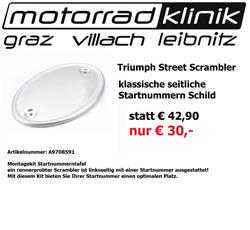 Startnummern Tafel Triumph Street Scrambler statt € 42,90 nur € 30,-