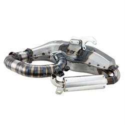 Rennauspuff Clubsport Silent Curly, Stahl klarlackiert für Lambretta 125 LI/LIS/DL/GP/150 LI/LIS/SX/DL/GP/175 TV 2°-3°/200 TV/SX/DL/GP