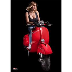 Poster SIP mit Motiv "Vespa Girl" rote Vespa 180SS