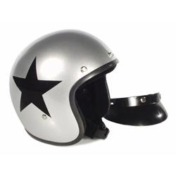 Helm BANDIT Jet Star mit schwarzem Stern, silber, Gr. XL Jethelm