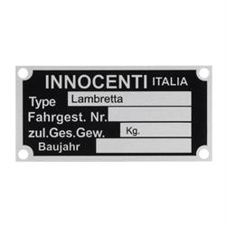 Typenschild Innocenti Italia für Lambretta