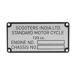 Typenschild Scooters India Ltd für Lambretta 125 GP