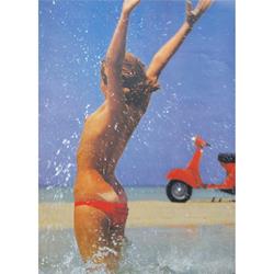 Poster mit Motiv "Vespa Rally - Frau oben ohne"