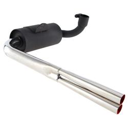 Rennauspuff SIP "Vintage" Replika, schwarz, Farbe (ESD): chrom für Vespa 125 VNA-TS/150 VBA-Sprint/PX80-150/PE/Lusso