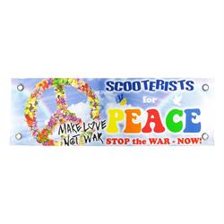 Banner Beinschild Make love not war Ukraine 4-farbig