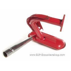 Auspuff SERIE PRO "Sport" Replika, Stahl rot, Dämpfer: chrom Farbe (ESD): chrom für Vespa 50/N/L/R/S/Special/SR/SS