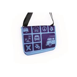 Schultertasche VW Collection mit Motiv VW Bulli "Surf" hellblau/dunkelblau