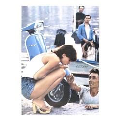 Poster mit Motiv "Vespa Sprint - Frau mit Zigarette"