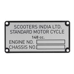 Typenschild Scooters India Ltd für Lambretta 150 GP