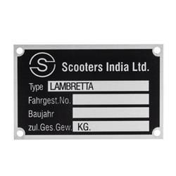 Typenschild Scooters India Ltd für Lambretta