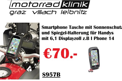 Givi Smartphone Tasche mit Sonnenschutz und Spiegel-Halterung für Handys mit 6,1 Displayzoll z.B I Phone 14 €70.- bearbeiten