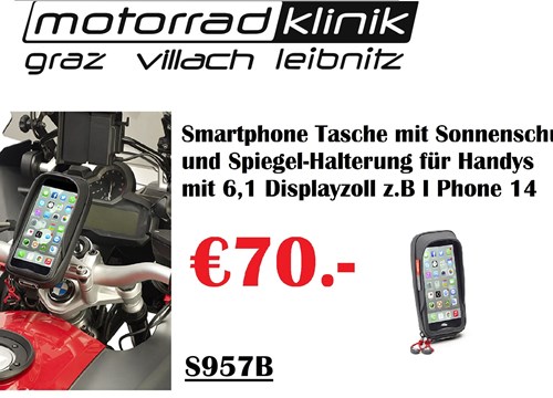 Smartphone Tasche mit Sonnenschutz und Spiegel-Halterung für Handys mit 6,1 Displayzoll z.B I Phone 14 €70.- bearbeiten