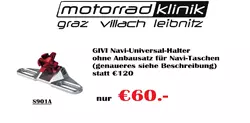GIVI Navi-Universal-Halter ohne Anbausatz für Navi-Taschen  genaueres siehe Beschreibung statt € 120 nur €60.- GIVI Navi-Universal-Halter ohne Anbausatz für Navi-Taschen  genaueres siehe Beschreibung statt € 120 nur €60.-