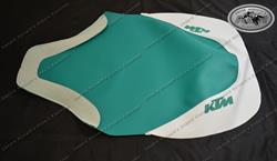 Sitzbankbezug KTM 500 LC4 und 600 LC4 Modell 1992 Mint & Pepper Design mit weissem Keil