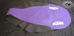 Sitzbankbezug violett/schwarz mit weissem Logo KTM 350 LC4, 400 LC4, 600 LC4 Modell 1993