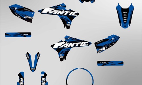 Fantic XMF 125 ab 2023 Facelift Dekor Kit blau Pat Bikes Edition auf normaler Folie