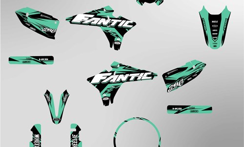 Fantic XMF 125 ab 2023 Facelift Dekor Kit mint grün Pat Bikes Edition auf normaler Folie