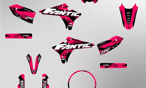 Fantic XMF 125 ab 2023 Facelift Dekor Kit pink Pat Bikes Edition auf normaler Folie