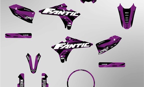 Fantic XMF 125 ab 2023 Facelift Dekor Kit violett Pat Bikes Edition auf normaler Folie