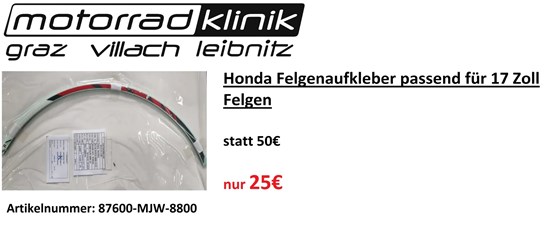 Honda Honda Felgenaufkleber passend für 17 Zoll Felgen Rot statt 50€ nur 25€