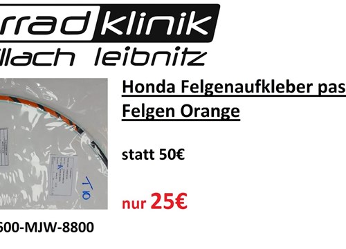 Honda Felgenaufkleber passend für 17 Zoll Felgen Orange statt 50€ nur 25€