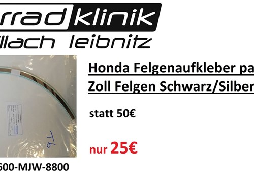 Honda Felgenaufkleber passend für 17 Zoll Felgen Schwarz/Silber statt 50€ nur 25€