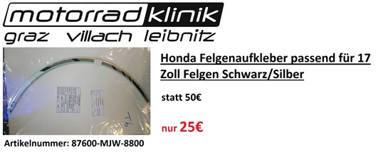 Honda Honda Felgenaufkleber passend für 17 Zoll Felgen Schwarz/Silber statt 50€ nur 25€