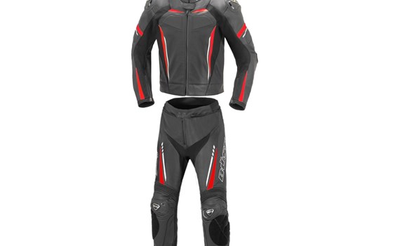 BÜSE Lederkombi Imola schwarz/ neonrot 2-tlg. - Bild 1