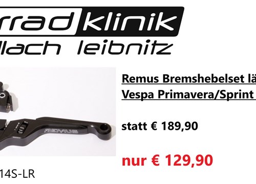 Remus Bremshebelset längenverstellbar für Vespa Primavera/Sprint 125 statt € 189,90 nur € 129,90
