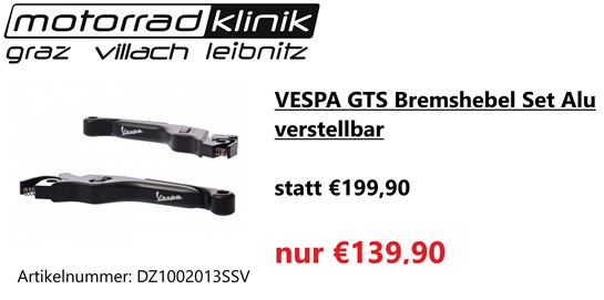Vespa VESPA GTS Bremshebel Set Alu verstellbar statt €199,90 nur 139,90€