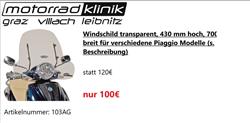 Windschild transparent, 430 mm hoch, 700 mm breit für verschiedene Piaggio Modelle (s. Beschreibung)  statt 120€ um nur 100€ Windschild transparent, 430 mm hoch, 700 mm breit für verschiedene Piaggio Modelle (s. Beschreibung)  statt 120€ um nur 100€